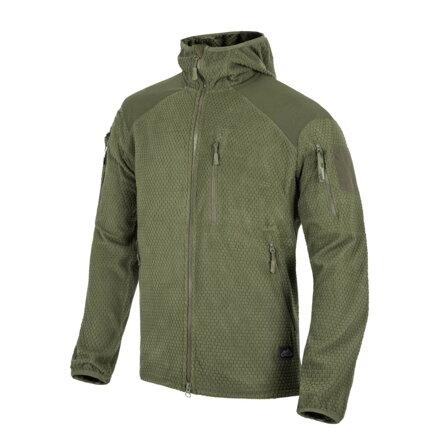 Bunda ALPHA HOODIE JACKET - GRID FLEECE olive green