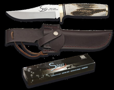 Vadászkés bőr tokkal, agancs markolattal 31913