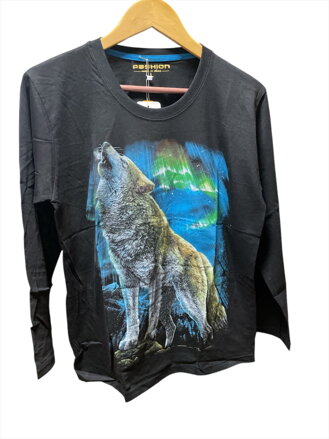 Tričko čierne VLK dlhý rukáv veľkosť L